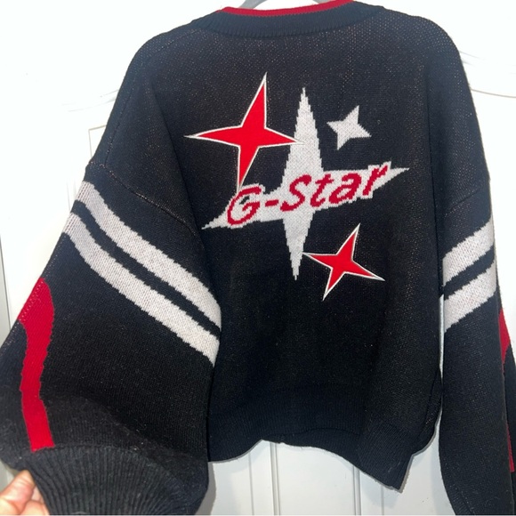 G-STAR RAW Wool Blend Loose Knitted Cardigan Sweater W/Stars Women’s Size XL NWT - Picture 15 of 15